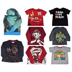 Adorable toddler boy clothing bundle in size 2T featuring popular character piec